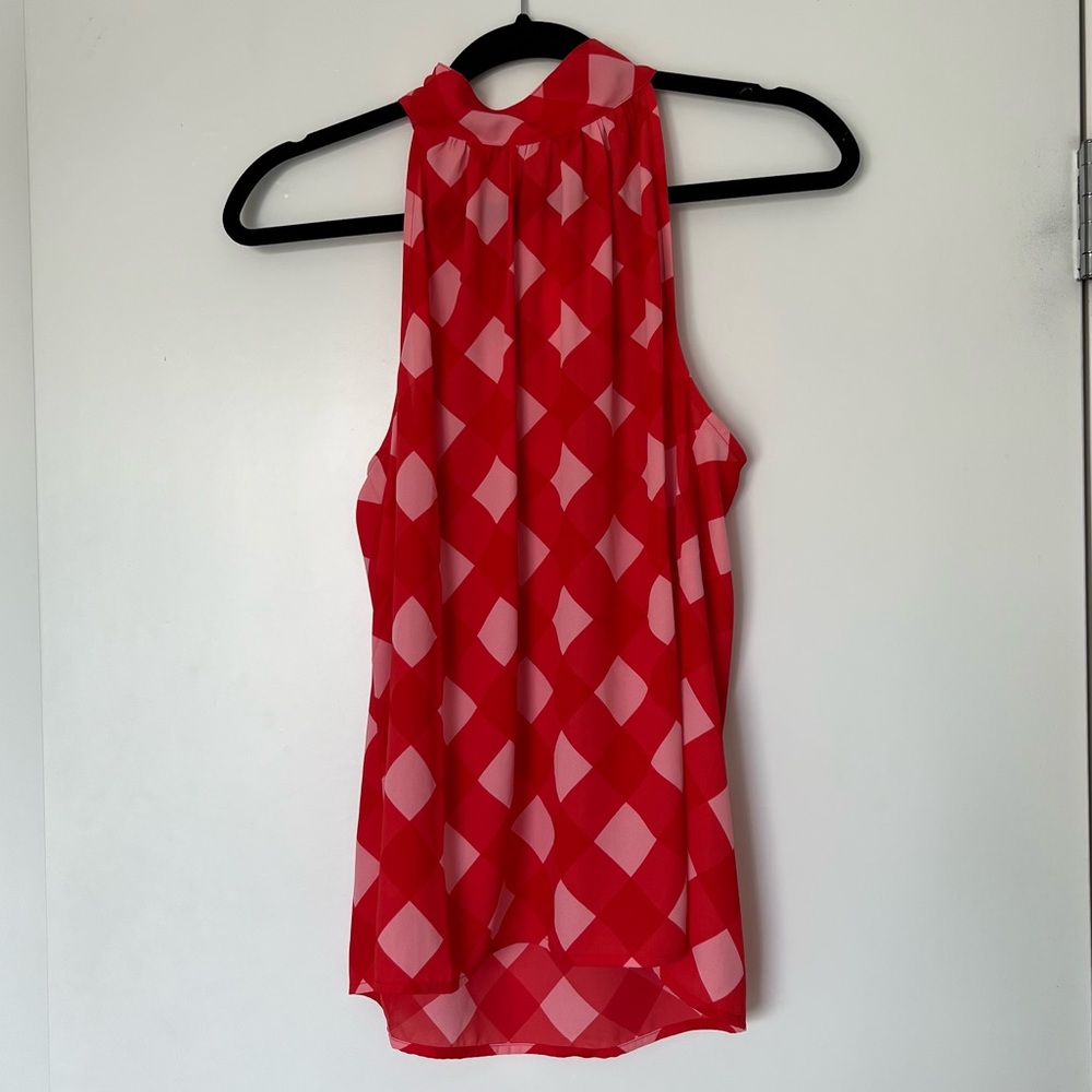 NWT J.Crew Factory Red & Pink Gingham Halter Top with Bow Size 6